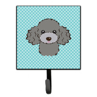 "Caroline's Treasures BB1197SH4 Checkerboard Blue Silver Gray Poodle Leash or Key Holder, Small, Multicolor"