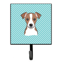 "Caroline's Treasures BB1198SH4 Checkerboard Blue Jack Russell Terrier Leash or Key Holder, Small, Multicolor"