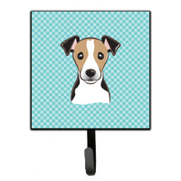 "Caroline's Treasures BB1199SH4 Checkerboard Blue Jack Russell Terrier Leash or Key Holder, Small, Multicolor"