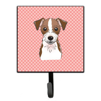 "Caroline's Treasures BB1202SH4 Checkerboard Pink Jack Russell Terrier Leash or Key Holder, Small, Multicolor"