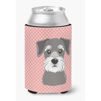 Checkerboard Pink Schnauzer Can or Bottle Hugger BB1206CC