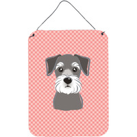 "Caroline's Treasures Checkerboard Pink Schnauzer Wall or Door Hanging Prints, 16"" x 12"""