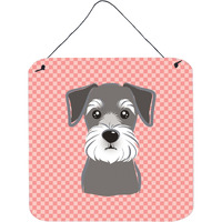 "Caroline's Treasures Checkerboard Pink Schnauzer Wall or Door Hanging Prints, 6 x 6"""