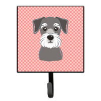 "Caroline's Treasures BB1206SH4 Checkerboard Pink Schnauzer Leash or Key Holder, Small, Multicolor"