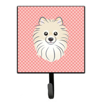 "Caroline's Treasures BB1207SH4 Checkerboard Pink Pomeranian Leash or Key Holder, Small, Multicolor"