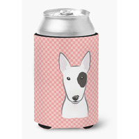 Checkerboard Pink Bull Terrier Can or Bottle Hugger BB1209CC