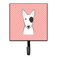"Caroline's Treasures BB1209SH4 Checkerboard Pink Bull Terrier Leash or Key Holder, Small, Multicolor"