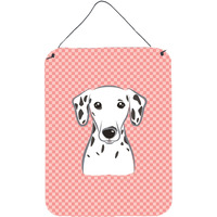 "Caroline's Treasures Checkerboard Pink Dalmatian Wall or Door Hanging Prints, 16"" x 12"""