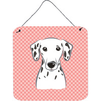 "Caroline's Treasures Checkerboard Pink Dalmatian Wall or Door Hanging Prints, 6 x 6"""