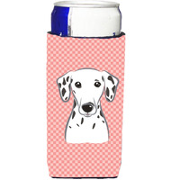 Checkerboard Pink Dalmatian Ultra Beverage Insulators for slim cans BB1210MUK