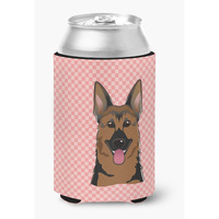 Checkerboard Pink German Shepherd Can or Bottle Hugger BB1211CC