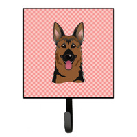 "Caroline's Treasures BB1211SH4 Checkerboard Pink German Shepherd Leash or Key Holder, Small, Multicolor"