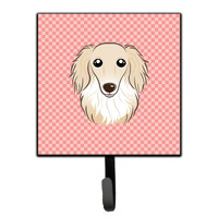 "Caroline's Treasures BB1212SH4 Checkerboard Pink Longhair Creme Dachshund Leash or Key Holder, Small, Multicolor"