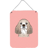 "Caroline's Treasures Checkerboard Pink Cocker Spaniel Wall or Door Hanging Prints, 16"" x 12"""