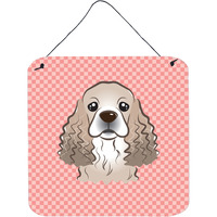 "Caroline's Treasures Checkerboard Pink Cocker Spaniel Wall or Door Hanging Prints, 6 x 6"""