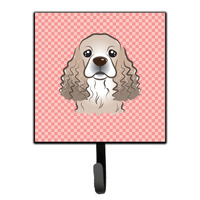 "Caroline's Treasures BB1216SH4 Checkerboard Pink Cocker Spaniel Leash or Key Holder, Small, Multicolor"