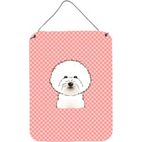 "Caroline's Treasures Checkerboard Pink Bichon Frise Wall or Door Hanging Prints, 16"" x 12"""