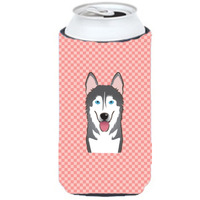 Checkerboard Pink Alaskan Malamute Tall Boy Beverage Insulator Hugger BB1218TBC