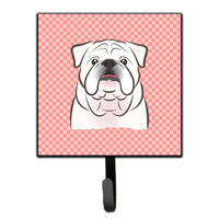 "Caroline's Treasures BB1220SH4 Checkerboard Pink White English Bulldog Leash or Key Holder, Small, Multicolor"