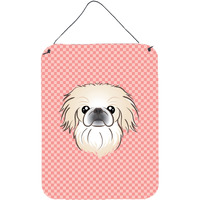"Caroline's Treasures Checkerboard Pink Pekingese Wall or Door Hanging Prints, 16"" x 12"""
