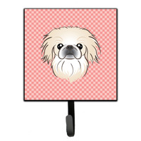 "Caroline's Treasures BB1221SH4 Checkerboard Pink Pekingese Leash or Key Holder, Small, Multicolor"