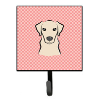 "Caroline's Treasures BB1222SH4 Checkerboard Pink Yellow Labrador Leash or Key Holder, Small, Multicolor"