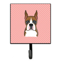 "Caroline's Treasures BB1223SH4 Checkerboard Pink Boxer Leash or Key Holder, Small, Multicolor"