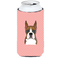 Checkerboard Pink Boxer Tall Boy Beverage Insulator Hugger BB1223TBC
