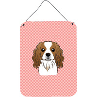 "Caroline's Treasures Checkerboard Pink Cavalier Spaniel Wall or Door Hanging Prints, 16"" x 12"""
