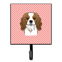 "Caroline's Treasures BB1224SH4 Checkerboard Pink Cavalier Spaniel Leash or Key Holder, Small, Multicolor"