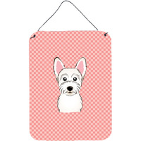 "Caroline's Treasures Checkerboard Pink Westie Wall or Door Hanging Prints, 16"" x 12"""