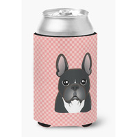Checkerboard Pink French Bulldog Can or Bottle Hugger BB1227CC