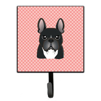 "Caroline's Treasures BB1227SH4 Checkerboard Pink French Bulldog Leash or Key Holder, Small, Multicolor"