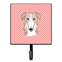 "Caroline's Treasures BB1228SH4 Checkerboard Pink Borzoi Leash or Key Holder, Small, Multicolor"