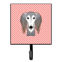 "Caroline's Treasures BB1229SH4 Checkerboard Pink Saluki Leash or Key Holder, Small, Multicolor"