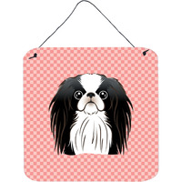 "Caroline's Treasures Checkerboard Pink Japanese Chin Wall or Door Hanging Prints, 6 x 6"""