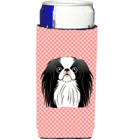 Checkerboard Pink Japanese Chin Ultra Beverage Insulators for slim cans BB1230MUK