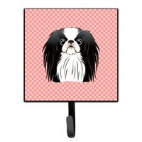 "Caroline's Treasures BB1230SH4 Checkerboard Pink Japanese Chin Leash or Key Holder, Small, Multicolor"