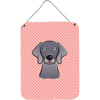 "Caroline's Treasures BB1231DS1216 Checkerboard Blue Weimaraner Wall or Door Hanging Prints, 16"" x 12"""