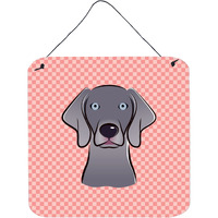 "Caroline's Treasures BB1231DS66 Checkerboard Blue Weimaraner Wall or Door Hanging Prints, 6 x 6"""