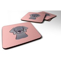 "Caroline's Treasures BB1231FC Checkerboard Blue Weimaraner Foam Coaster (Set of 4), 3.5"" H x 3.5"" W, Multicolor"