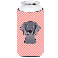 Checkerboard Blue Weimaraner Tall Boy Beverage Insulator Hugger BB1231TBC