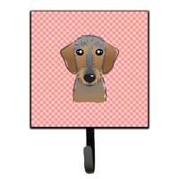 "Caroline's Treasures BB1233SH4 Checkerboard Pink Wirehaired Dachshund Leash or Key Holder, Small, Multicolor"