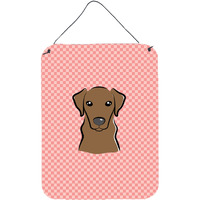 "Caroline's Treasures Checkerboard Pink Chocolate Labrador Wall or Door Hanging Prints, 16"" x 12"""