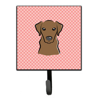 "Caroline's Treasures BB1234SH4 Checkerboard Pink Chocolate Labrador Leash or Key Holder, Small, Multicolor"