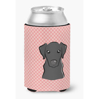 Checkerboard Pink Black Labrador Can or Bottle Hugger BB1235CC