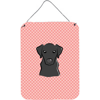 "Caroline's Treasures Checkerboard Pink Black Labrador Wall or Door Hanging Prints, 16"" x 12"""