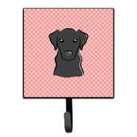 "Caroline's Treasures BB1235SH4 Checkerboard Pink Black Labrador Leash or Key Holder, Small, Multicolor"