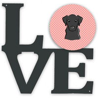"Caroline's Treasures Checkerboard Pink Black Labrador Metal Artwork Love wall-decor, Multicolor"