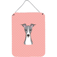 "Caroline's Treasures Checkerboard Pink Italian Greyhound Wall or Door Hanging Prints, 16"" x 12"""